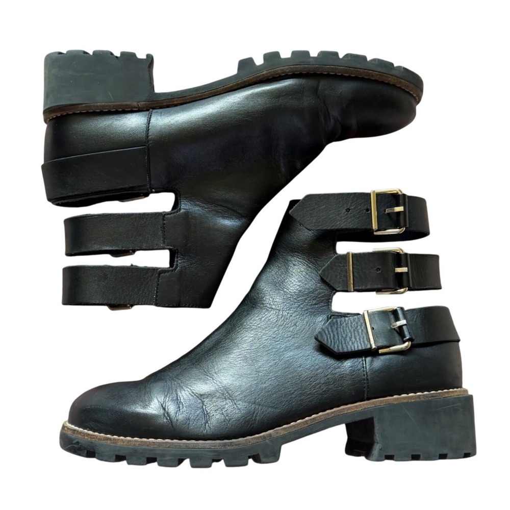 Miista Black Triple-Buckle Lug Sole Moto Boots - Picture 13 of 14